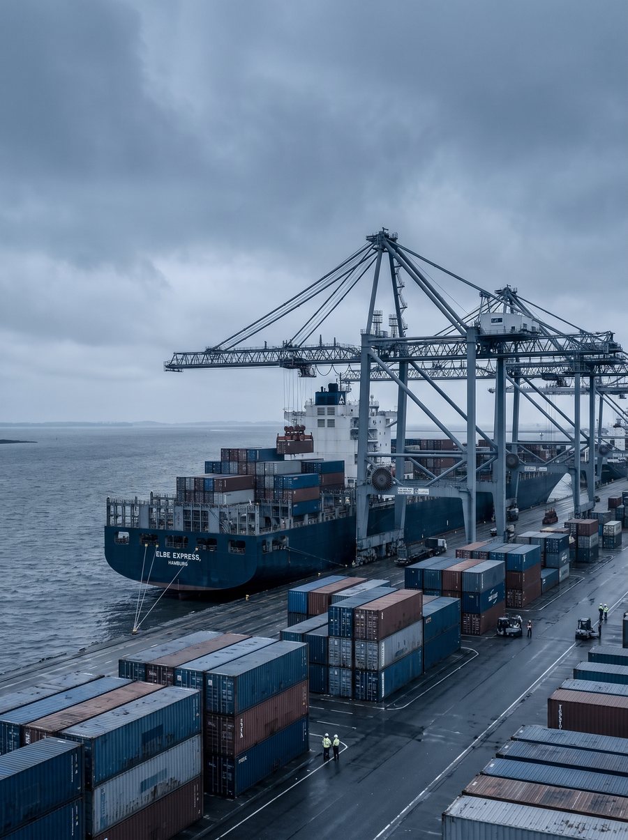 Containerbrücke beim Umschlag an einem norddeutschen Terminal