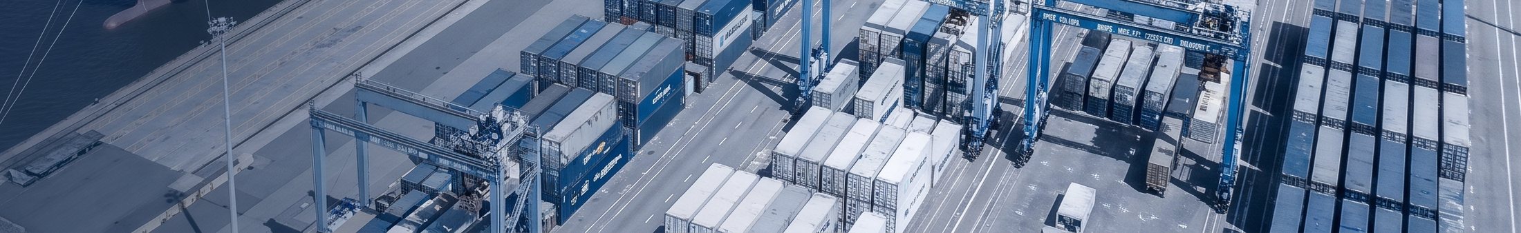 Aerial view of a container yard and access roads